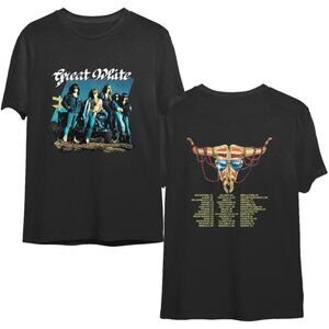 Great White 1991 Hooked Tour T-Shirt 2 Sided Hard Rock Band Music Fan Gift Tee
